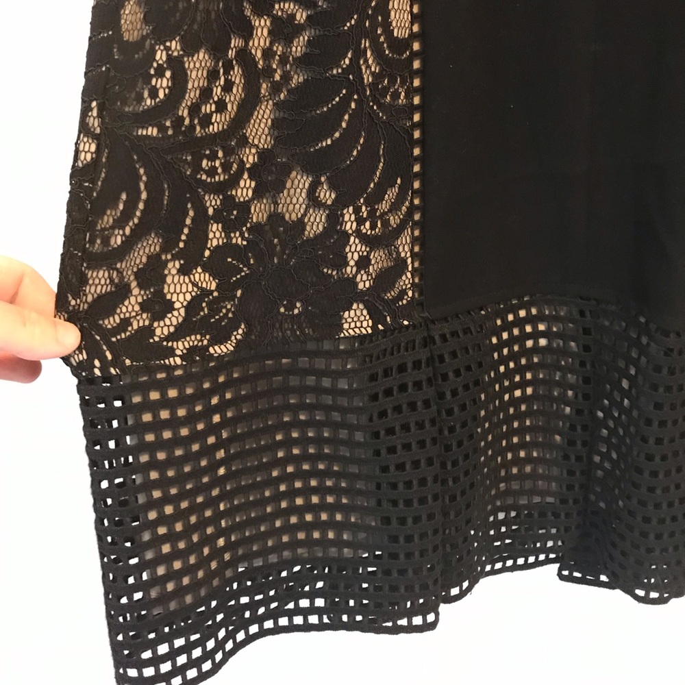 Antonio Melani black dress with nude slip.